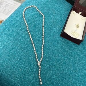 24 inch freshwater pearl lariat w sterling ‘clasp’